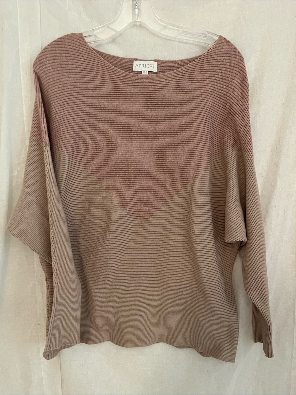 APRICOT Ribbed Scoop-Neck Sweater in Mauve-Taupe
